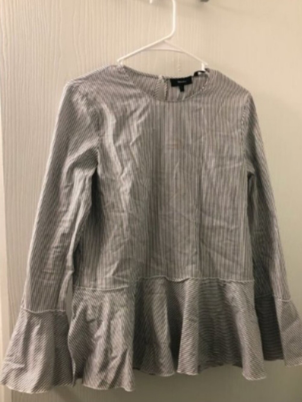 Theory Striped Lexanda Mason $295 Bell Sleeve Top Sz S